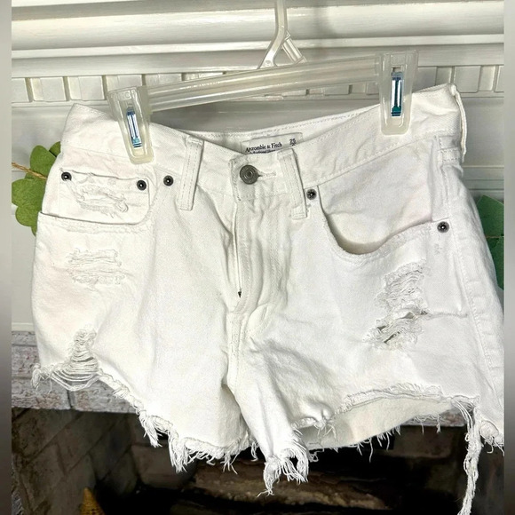 Abercrombie & Fitch Curve Love The Boyfriend Short mid rise size 0 25 distressed - Picture 1 of 3